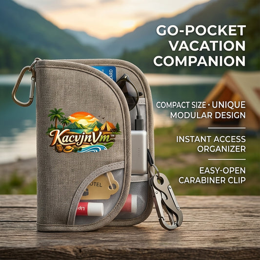 KacvjnVm™ Compact Travel Organizer Pouch – Premium EDC Wallet with Quick-Access Carabiner | Lightweight, Modular Storage for Hiking, Camping & Daily Adventures