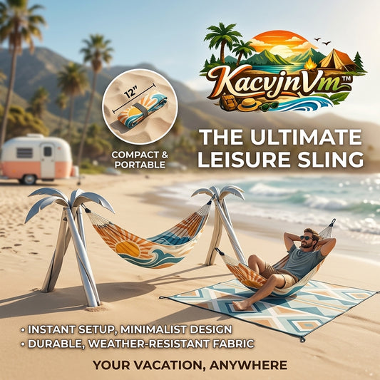 KacvjnVm™ Portable Beach Hammock & Ultimate Leisure Sling – Instant Setup Travel Hammock with Weather-Resistant Fabric – Compact 12” Foldable Design for Camping, Beach, and Backyard Relaxation