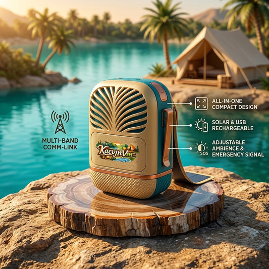 KacvjnVm™ All-in-One Solar Emergency Weather Radio & Portable Bluetooth Speaker – Multi-Band Comm-Link, SOS Alarm, Ambient Lighting & Power Bank for Camping, Hiking, and Emergency Preparedness